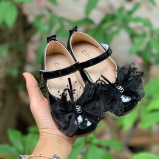 Giầy búp bê nơ voan đen