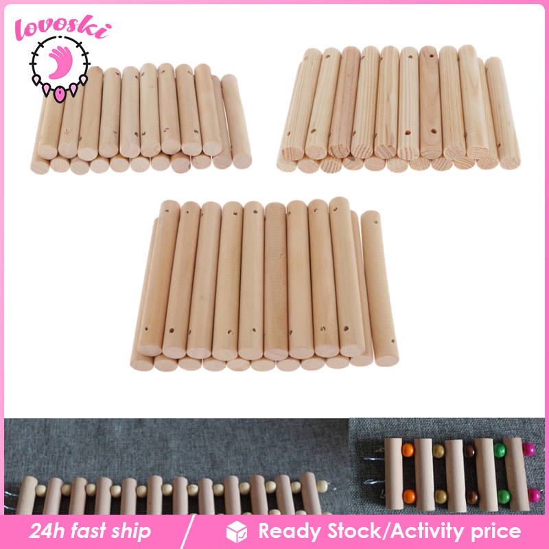 [Lovoski] Set 20 Que Gỗ Tròn Tự Nhiên Làm Mô Hình Thủ Công Có Đục Lỗ