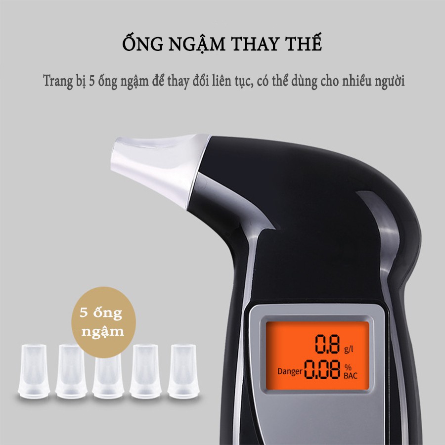 Máy Đo Nồng Độ Cồn Chính Xác Tuyệt Đối Alcohol Tester - Tặng Kèm 5 Đầu Thổi