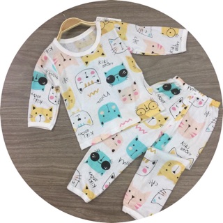 Đồ bộ dài tay cotton thông hơi bé trai bé gái 7-22kg