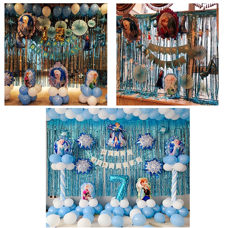 Set 69 phụ kiện trang trí tiệc chủ đề Disney Frozen xinh xắn dễ thương