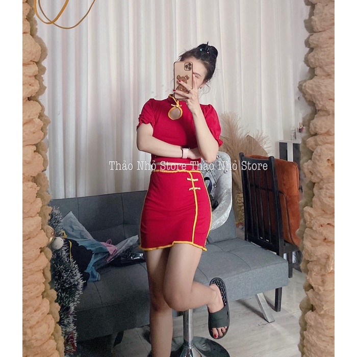 set áo váy ôm thun borip (hình thật shop Thảo Nhỏ Store chụp )