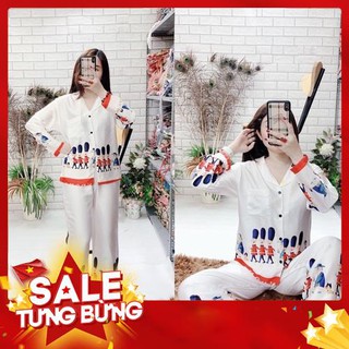 Bộ lụa satin lính tay dài - Hàng nhập khẩu