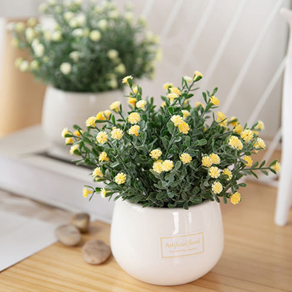 Chậu hoa cúc giả bằng nhựa thiết kế sống động trang trí cho ban công