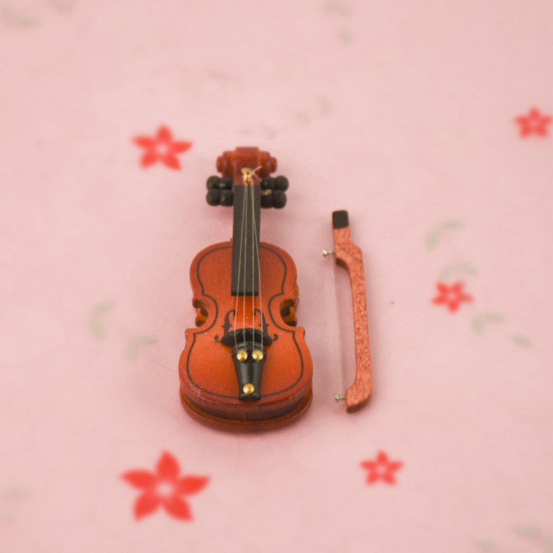 Mô Hình Đàn Violin Mini Tỉ Lệ 1 / 12 Trang Trí Cho Nhà Búp Bê