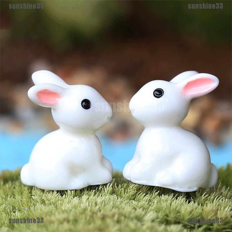 Set 2 Mô Hình Thỏ Mini Trang Trí Sân Vườn Dễ Thương
