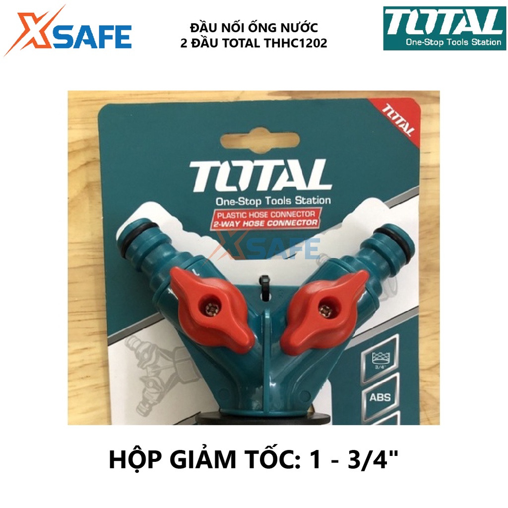 Đầu nối ống nước 2 đầu TOTAL THHC1202 Bộ chia 2 ống nước nút ngắt, nút xoay nhựa ABS và PP