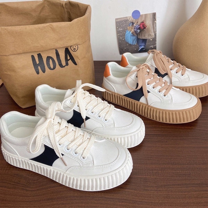 Giày Thể Thao Nữ Đế Sò Phối Màu Lạ Mắt Style Ulzzang Đẹp 2022 Mã GĐS2M