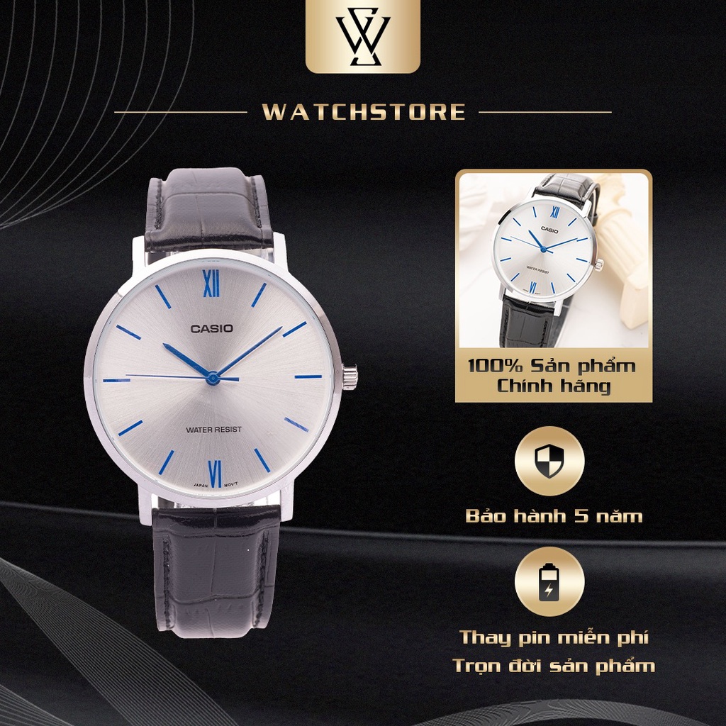 Đồng Hồ Quartz Nam Casio WATCHSTORE MTP-VT01L-7B1 Thiết Kế Mặt Kính Khoáng 40mm Chống Nước, Dây Da Bền Bỉ