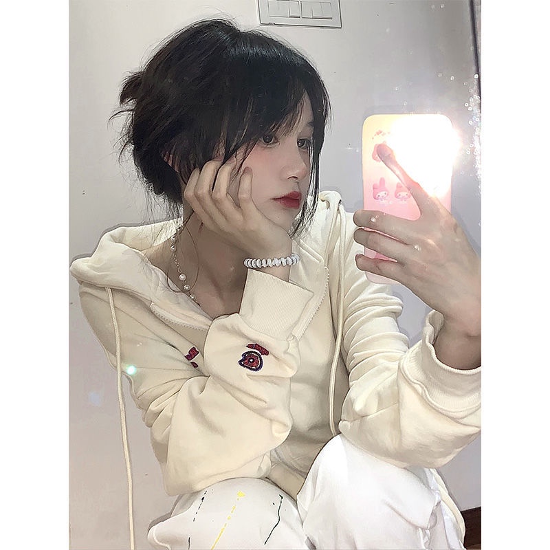 Áo Khoác Cardigan Có Nón Tay Dài Dáng Rộng Thời Trang Xuân Thu Phong Cách Hàn Quốc Mới