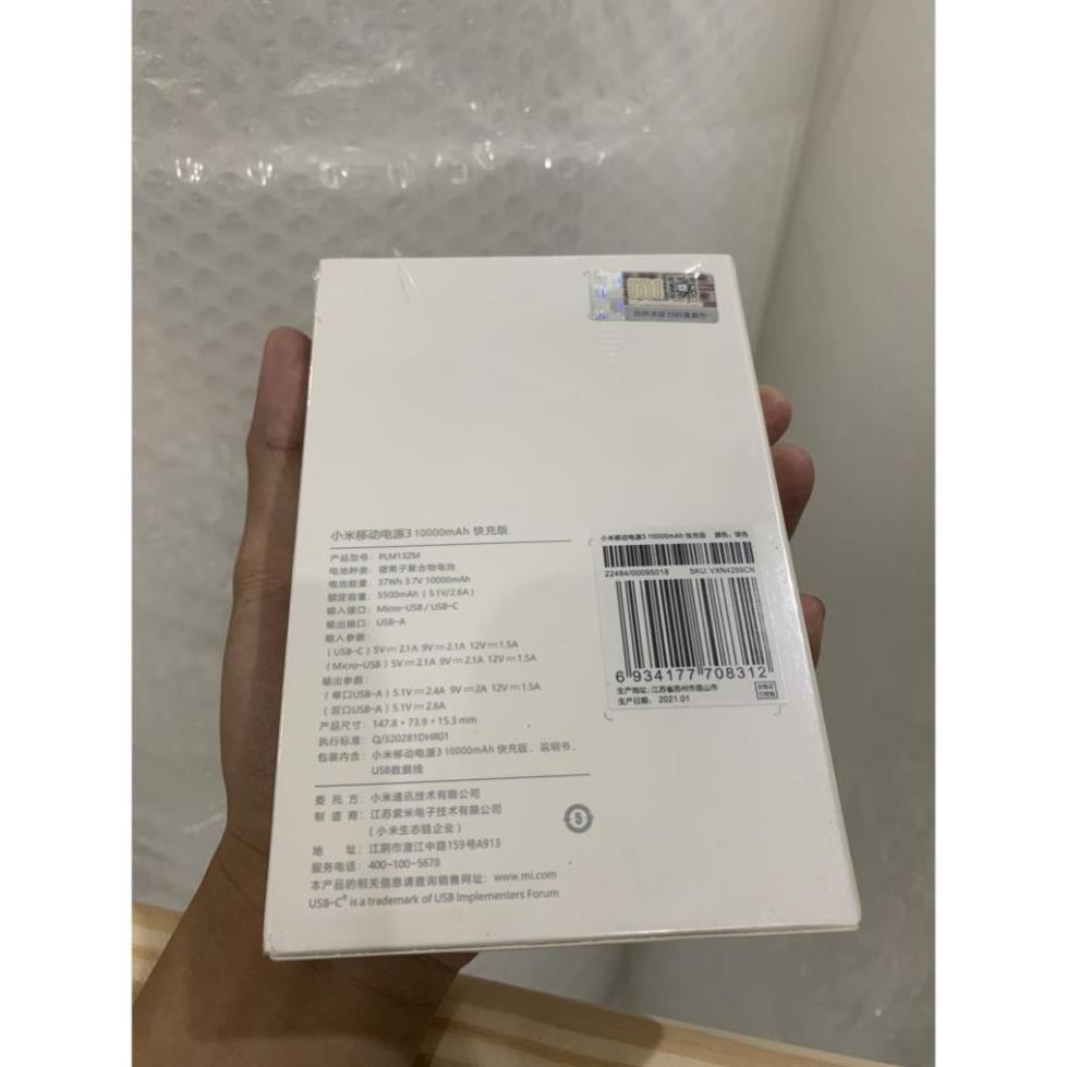 Pin Sạc Dự Phòng Xiaomi Gen 3 10.000 mAh Phiên Bản Nâng Cấp Xiaomi Gen 2S - 2 Cổng USB và 1 Type C (Bảo Hành 12 Tháng)