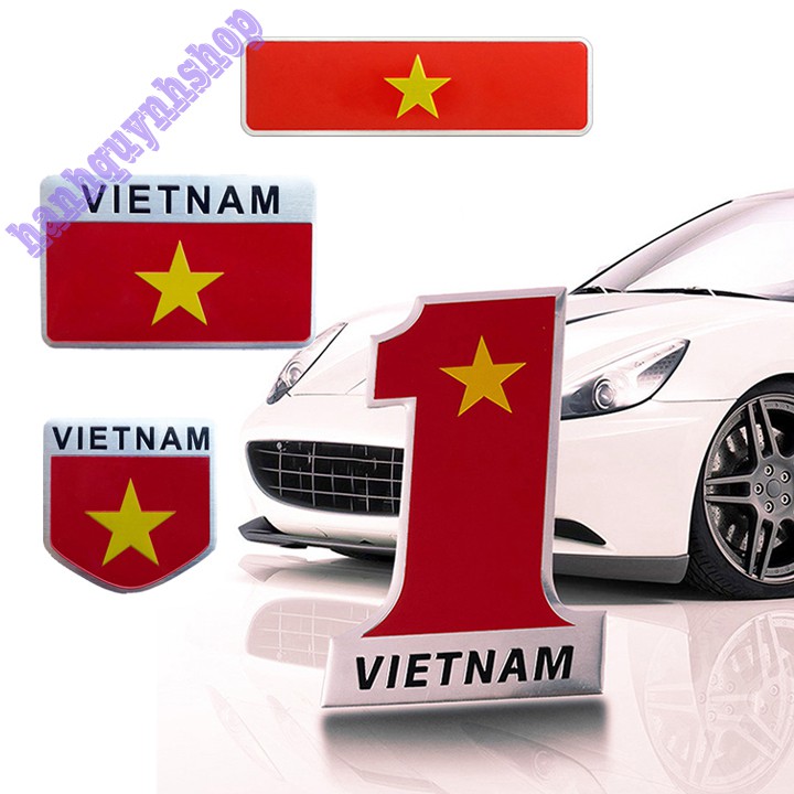 Combo 4 Cờ Việt Nam Hợp Kim Không Gỉ Dán Trang Trí Ô Tô Xe Máy