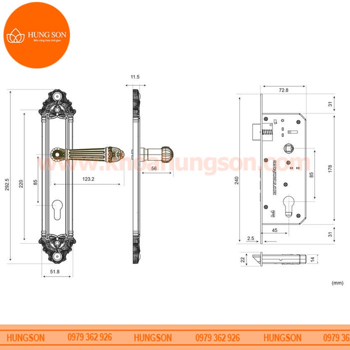 KHÓA TAY NẮM CỬA ĐI HỢP KIM HUY HOÀNG EX 8526