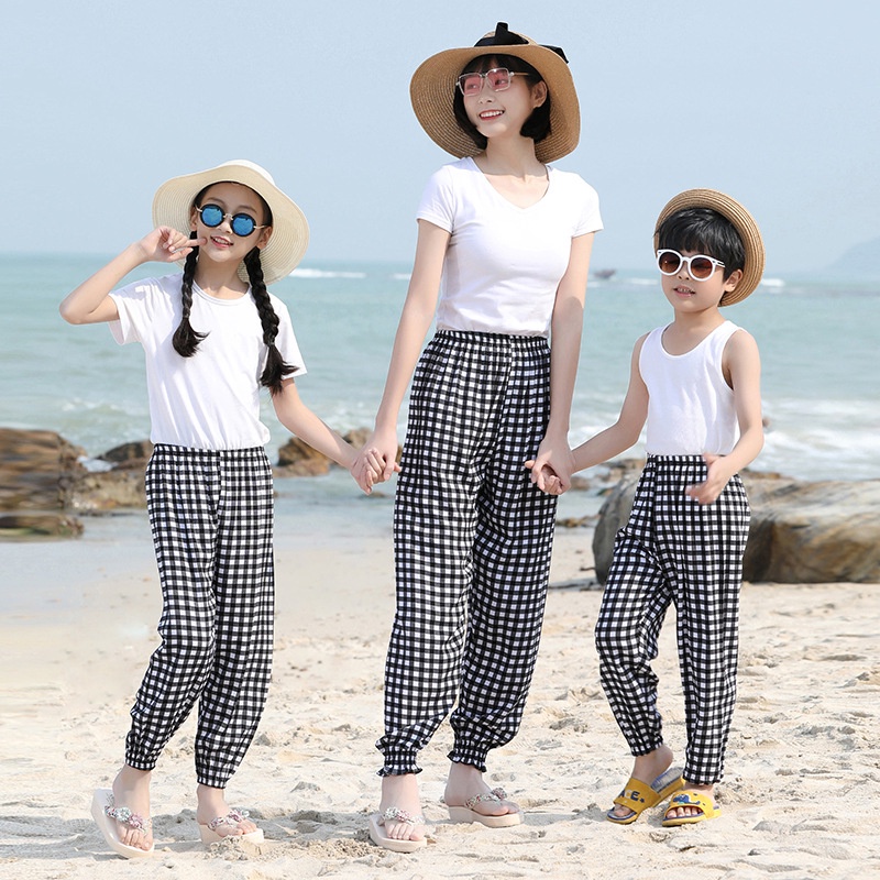 Quần thể thao ống rộng mỏng chống muỗi bằng cotton thời trang Hàn Quốc cho trẻ em 90-2XL