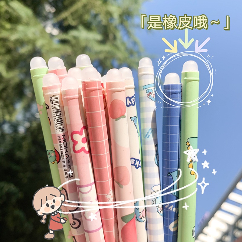 Set 6 bút mực xoá được Bút Mực Gel Ngòi Bút 0.5m Họa Tiết Hoạt Hình Dễ Thương
