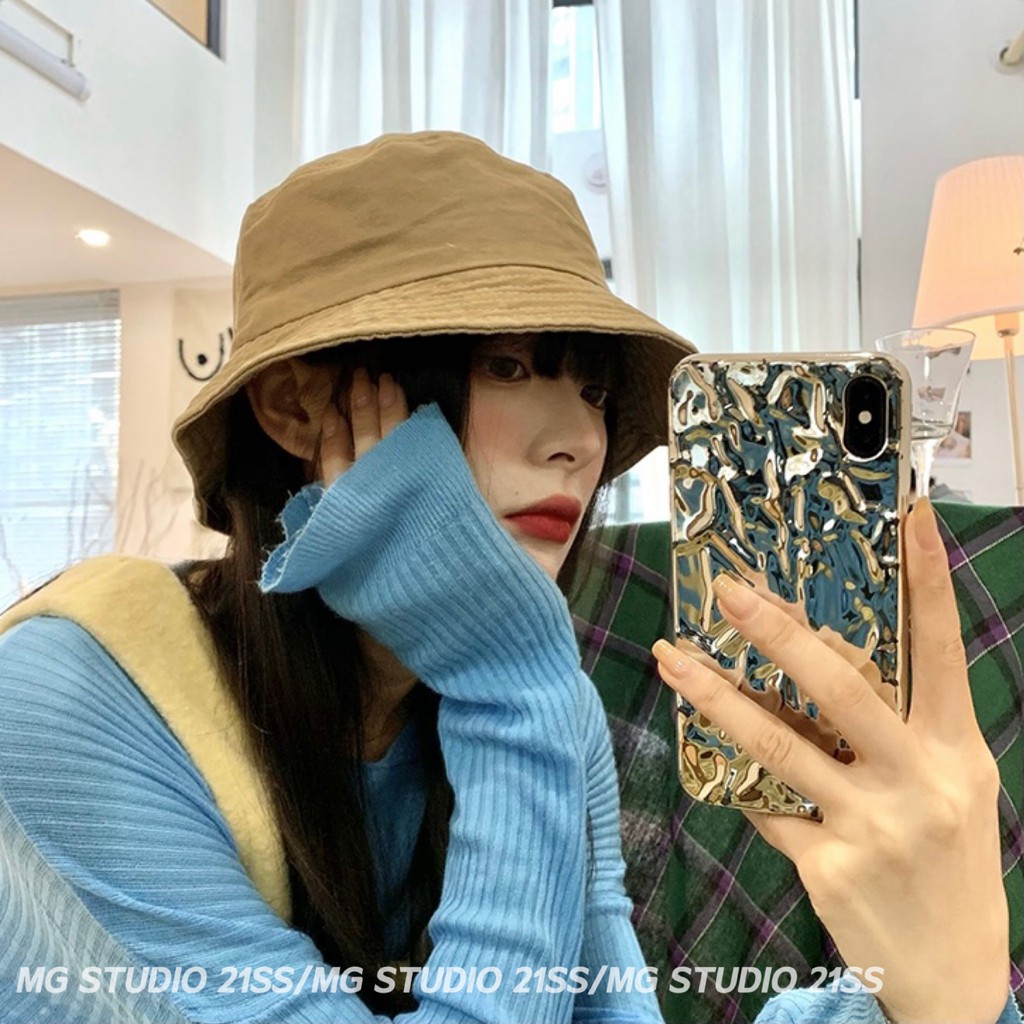 Mũ Tai Bèo Mg Studio Vải Cotton Sơn Màu Trơn Phong Cách Retro Thời Trang