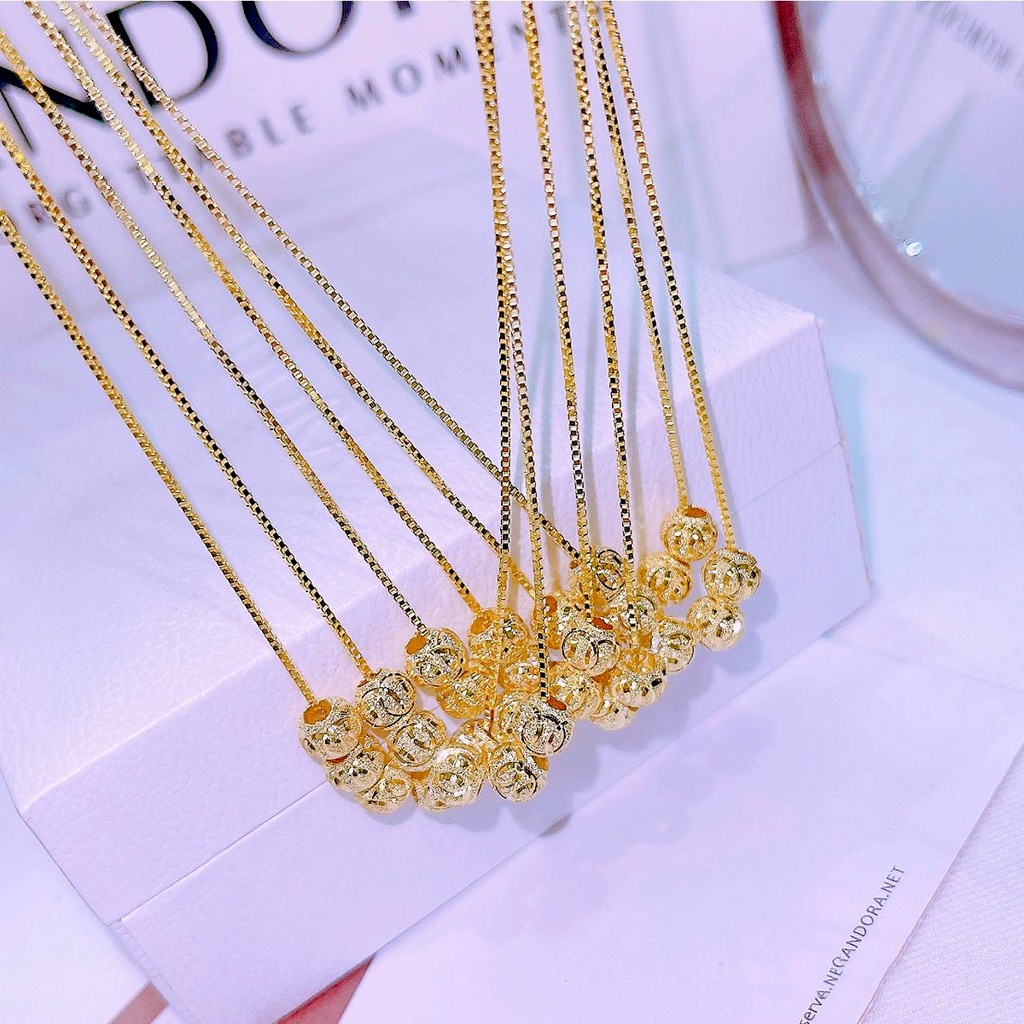 Dây chuyền bạc nữ PANSY mặt 5 khối cầu kim tiền - Vòng cổ bạc xi vàng cao cấp