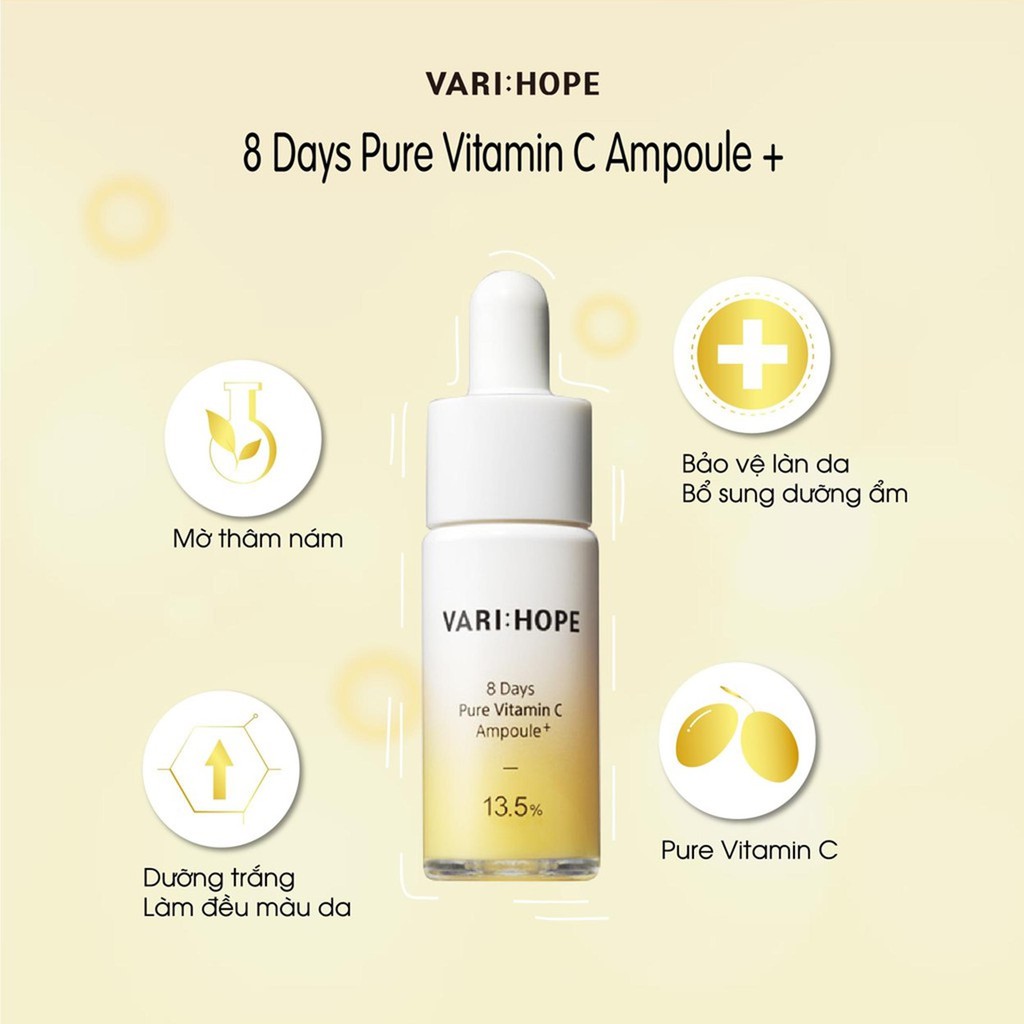 Tinh Chất Dưỡng Trắng Da Trong 8 Ngày VariHope 8 Days Pure Vitamin C Ampoule Plus 15g | BigBuy360 - bigbuy360.vn