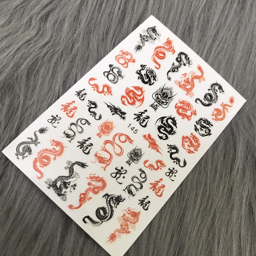 Sticker dán móng hình rắn, sticker rồng. sticker phượng