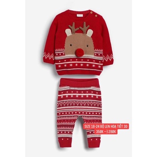 Bộ len next noel đỏ hoạ tiết ngộ nghĩnh cho bé