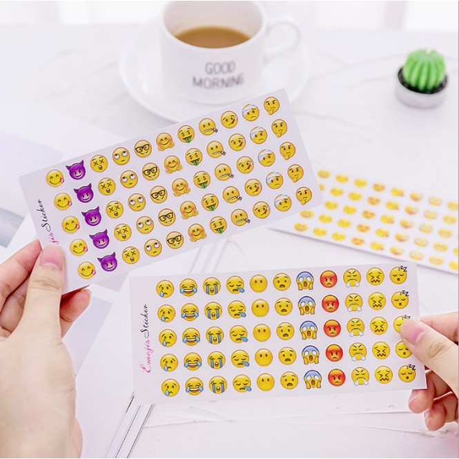 01 Tờ Sticker Emoji Cảm Xúc Trang Trí Sổ Sách Độc Đáo