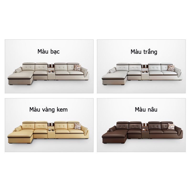 Sofa góc L bọc da cao cấp G01 - Sofa băng thông minh có đồ đựng nước