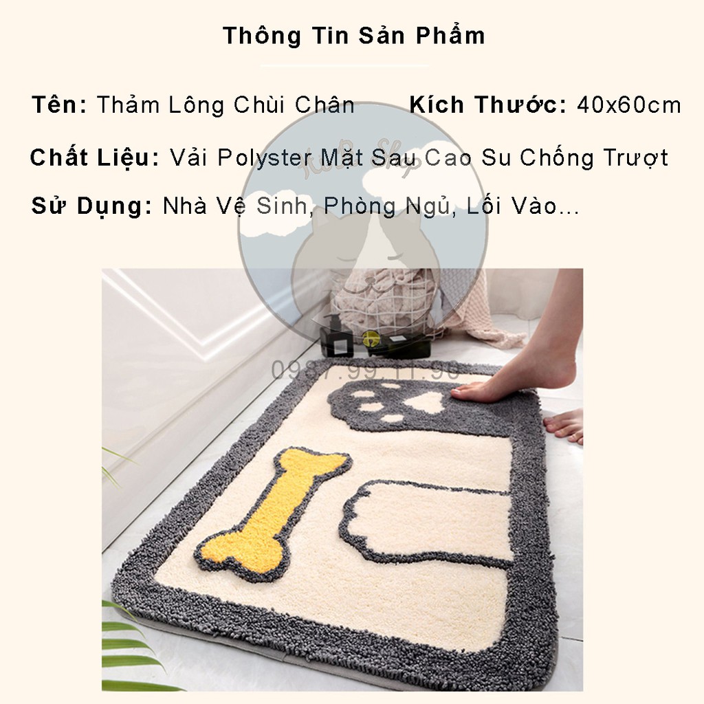 [THẢM LÔNG❤️] Thảm Chùi Chân Lông Xịn Sò Dày Dặn Kích Thước 40 x 60 Hoạt Hình  Siêu Dễ Thương Có Đế Chống Trượt