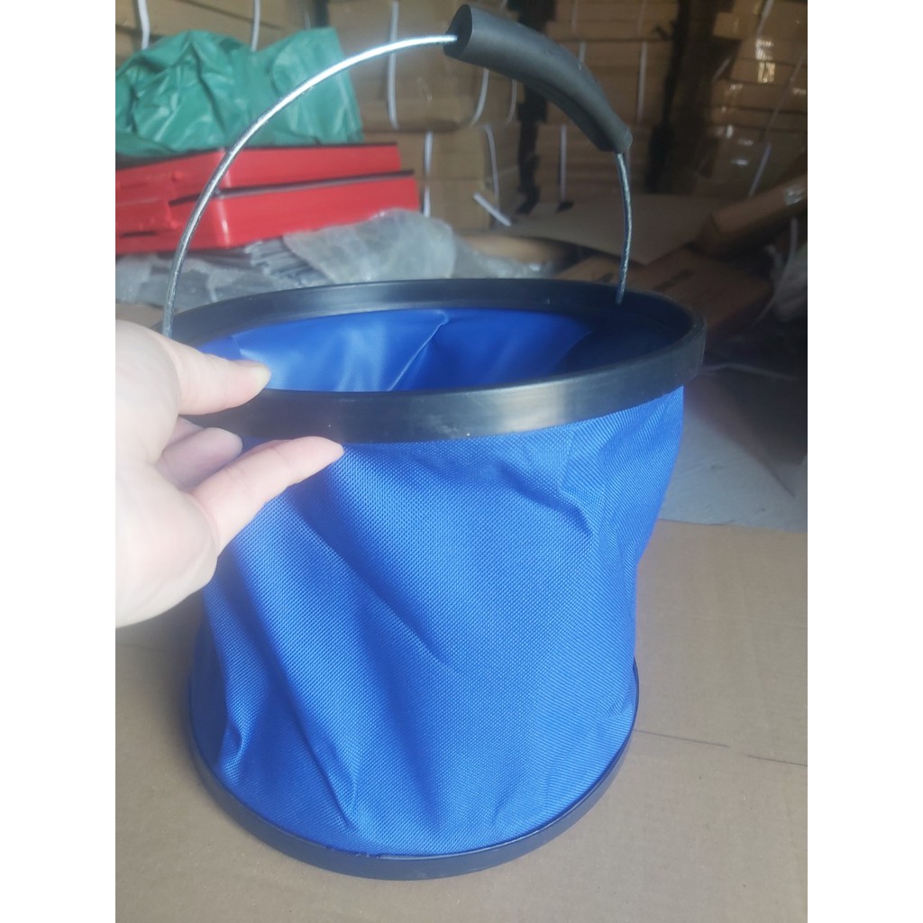 Xô nước gấp gọn, xô nước đa năng dùng để rửa xe, camping, câu cá
