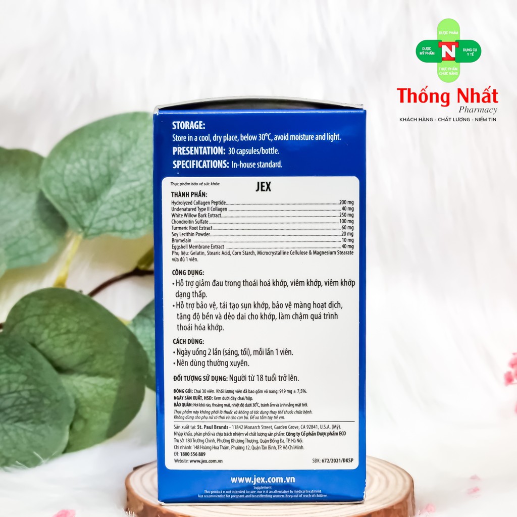 Viên uống bổ khớp, giảm đau tái tạo sụn Jex Max Natural Joint Pain Relief hộp 30/60 viên Eco