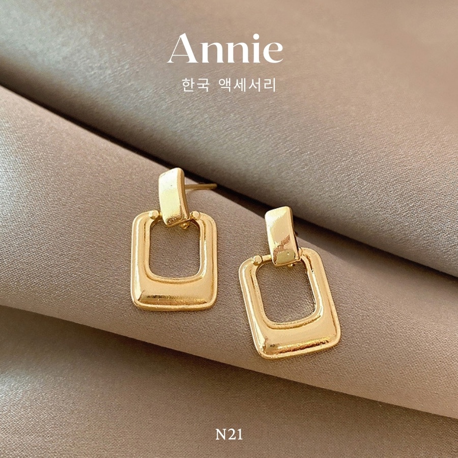 Bông tai chữ nhật mạ vàng cá tính dành cho nữ ANNIE - N21
