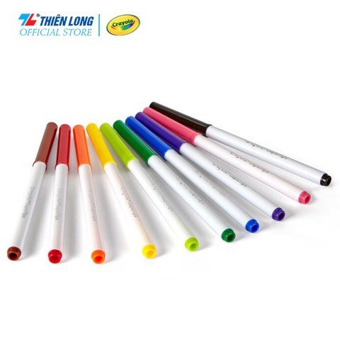 Bộ 10 màu bút lông nét mảnh - nét đậm có thể rửa được Crayola Supertips Washable Marker