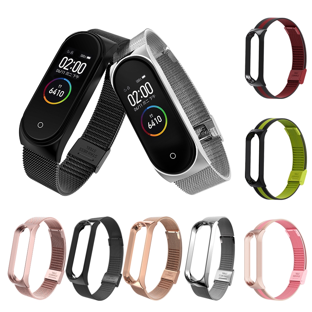 Dây đeo thay thế bằng thép không gỉ cho vòng đeo tay thông minh Xiaomi Mi Band 3 4