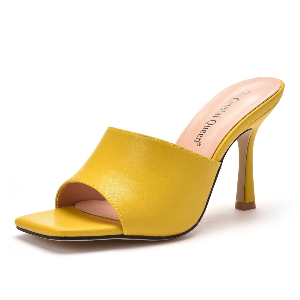 Dép Sandal Cao Gót Mũi Vuông 9cm Đính Hạt Ngọc Trai Màu Rượu Vang Hở Mũi Thời Trang Cho Nữ