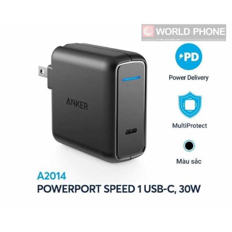 Sạc nhanh Anker PowerPort Speed 1 USB-C, 30w - A2014