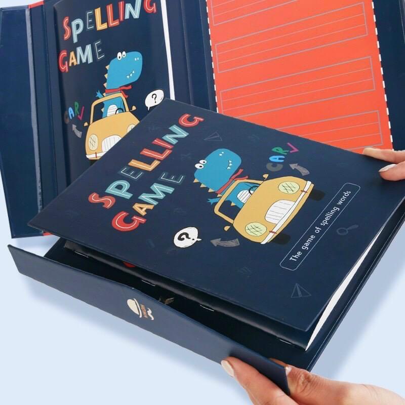 Spelling Game - Bộ sách nam châm ghép chữ và số cho bé, tặng kèm bút lông có đầu xoá, học từ vựng tiếng Anh 8 chủ đề