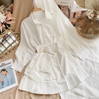 Set sơ mi đũi thắt nơ eo