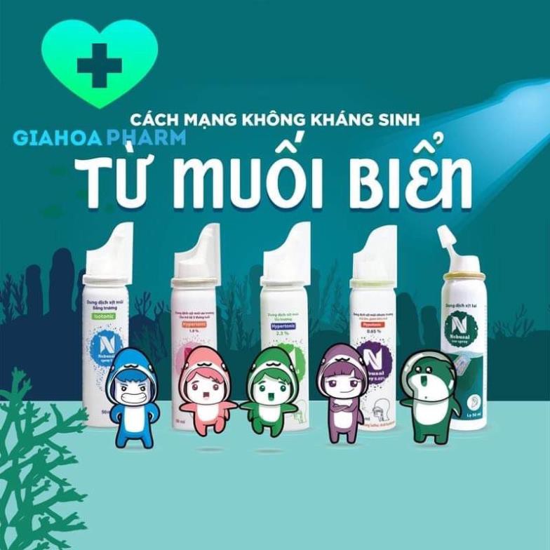 Nebusal - Xịt vệ sinh mũi, nghẹt mũi, sổ mũi, vệ sinh tai