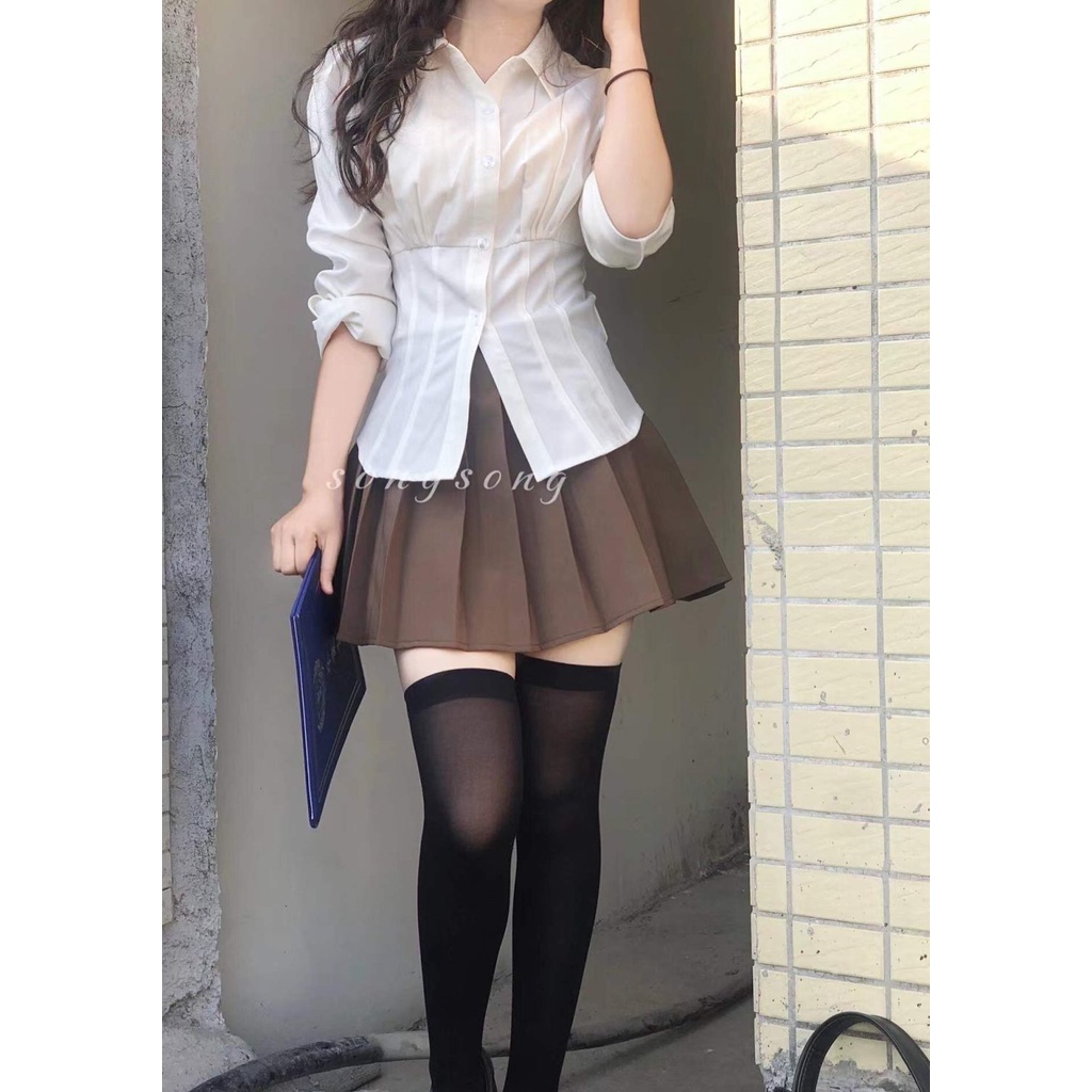 Áo sơ mi COZOKC tay dài dáng ôm thời trang ngọt ngào cho nữ