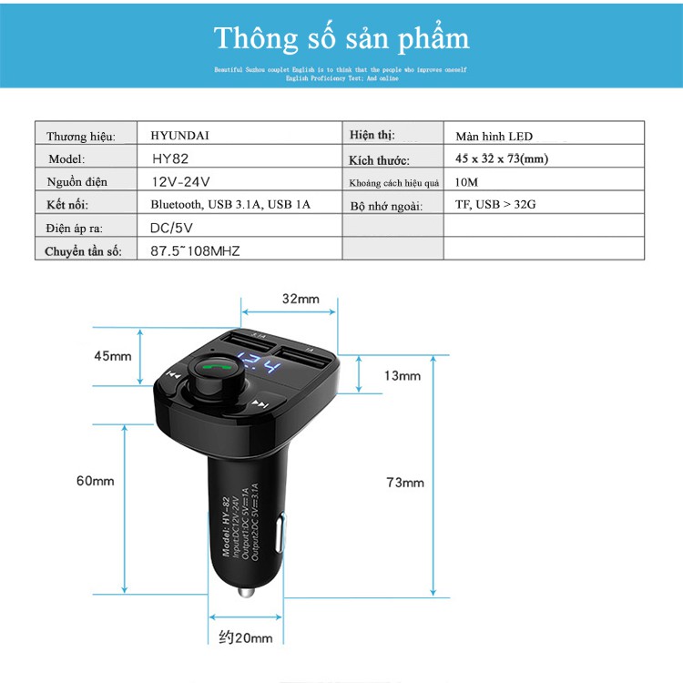 tẩu sạc ô tô,tẩu nghe nhạc Mp3 - Hyundai