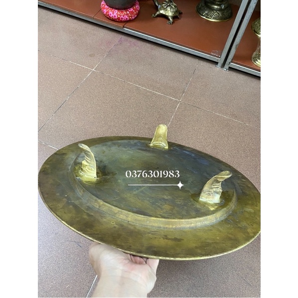 Mâm Đồng 3 chân cỡ 52 hàng đẹp hun màu giả cổ