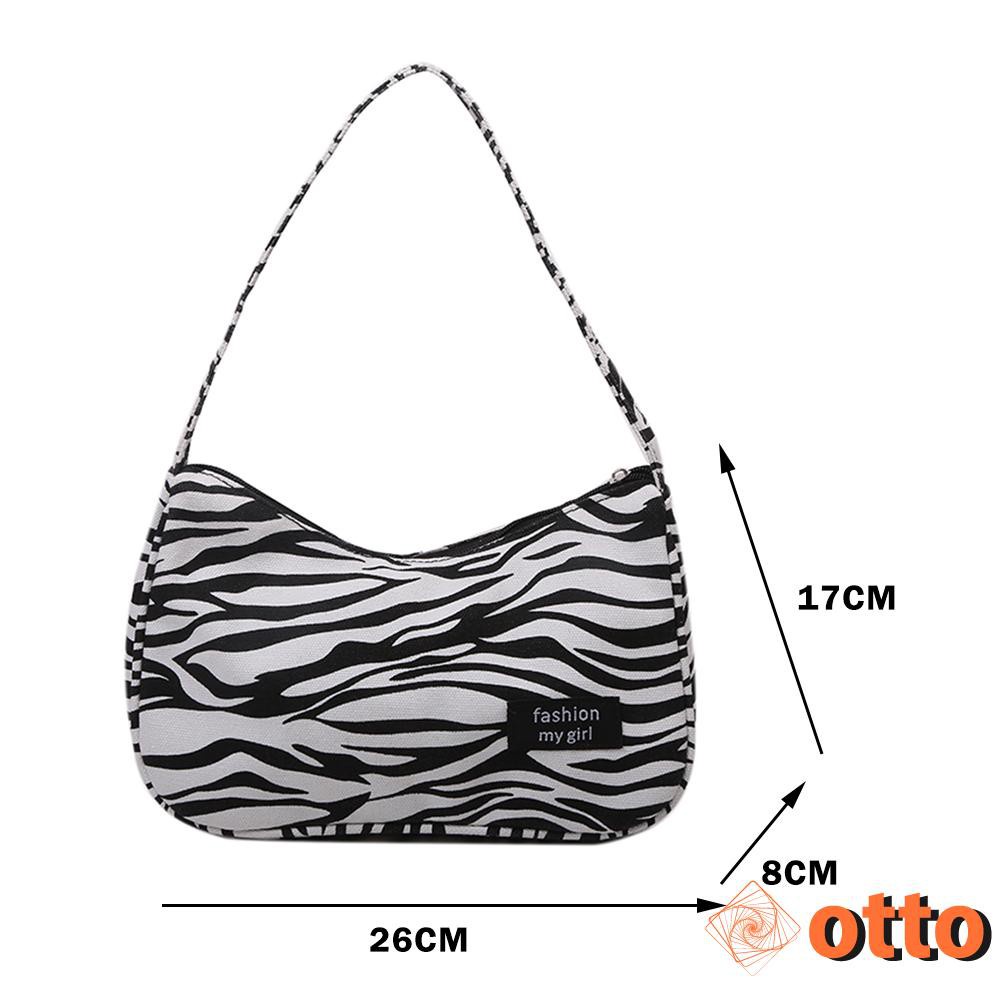 Fashion Shoulder Top-handle Bag Lady Canvas Underarm Bag Hobo Women Street Zebra Cow Print Purses