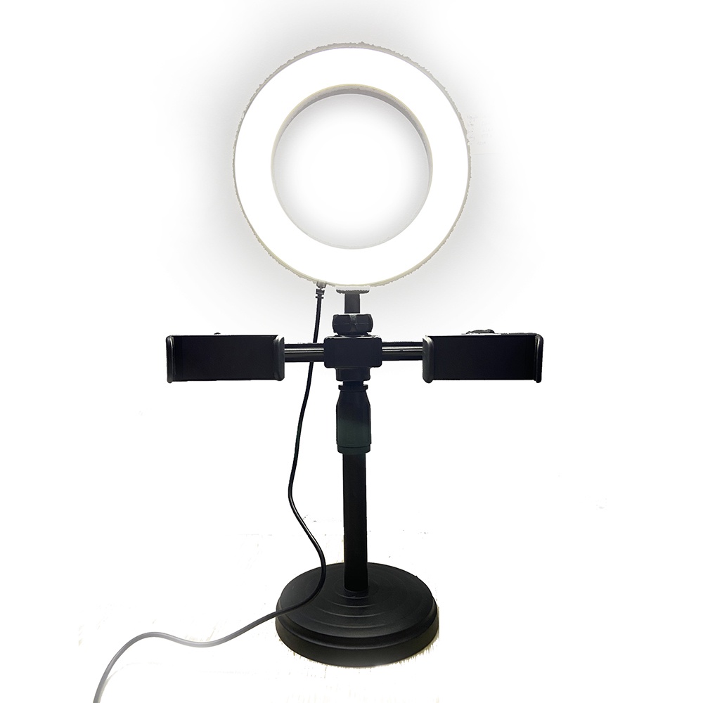 Đèn livestream để bàn size 16cm Hợp kim chắc chắn - Bộ giá đỡ điện thoại có đèn Led để bàn 2 giá đỡ điện thoại chữ T