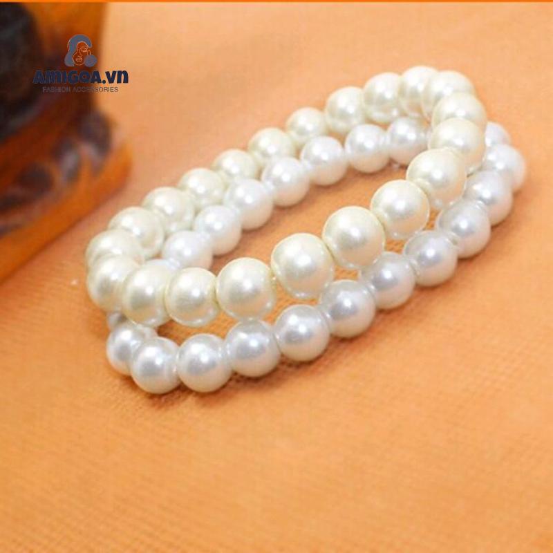 Vòng Tay Hạt Ngọc Trai 8MM Co Giãn