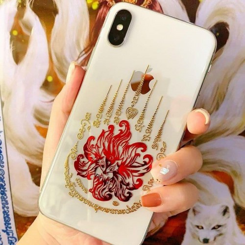 Linh phù dán Điện Thoại Thái Lan HỒ LY 9 ĐUÔI - KINH 5 DÒNG HOA SEN - PHÉP CHUYỂN VẬN
