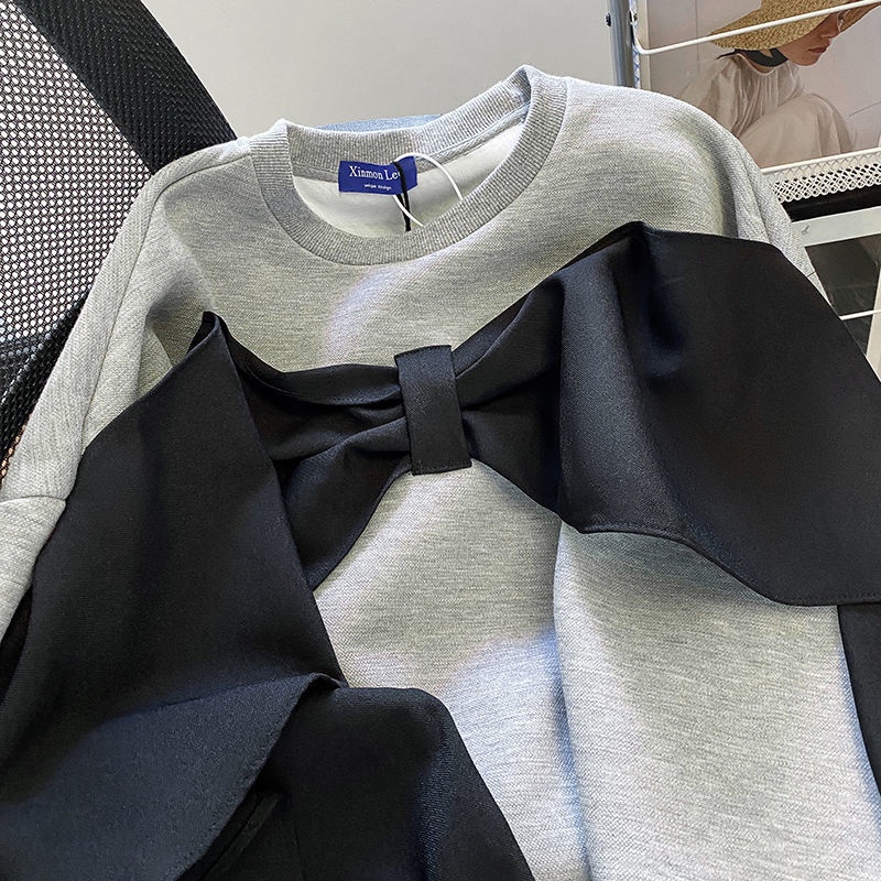 Áo Sweater Tay Dài Dáng Rộng Thắt Nơ Thời Trang Mùa Thu Cho Nữ