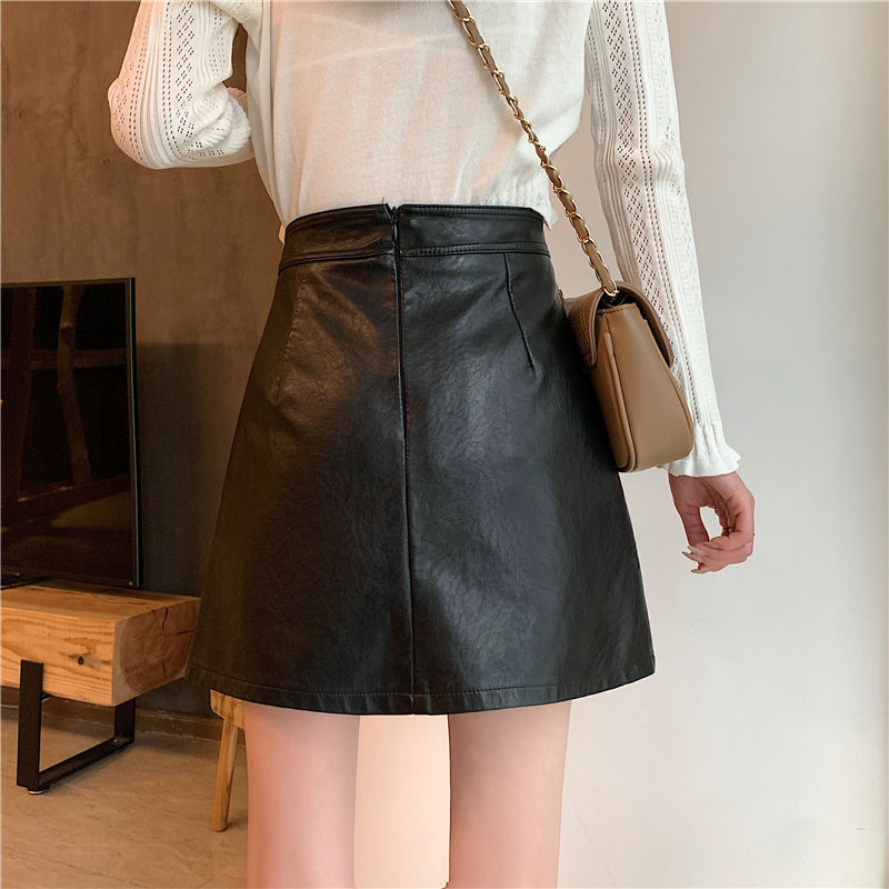 Chân váy da PU lưng cao dáng chữ A phong cách thời trang hàn quốc 2021 | BigBuy360 - bigbuy360.vn