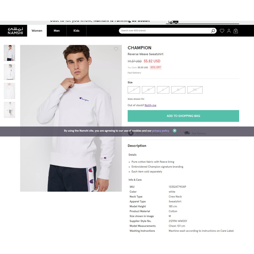 Áo nỉ sweater Champion Reverse Weave Big Back Script Logo 212994