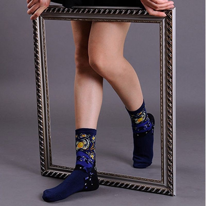 Tất vớ in hình tranh vẽ 3D sáng tạo thời trang retro cho nam và nữ