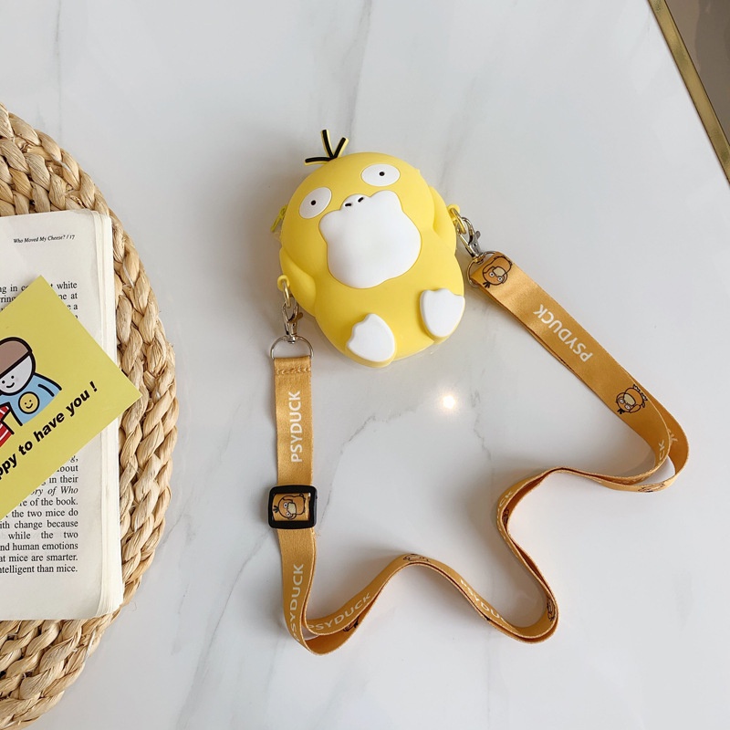 Túi Đeo Vai Đựng Tiền Xu Bằng Silicon Hình Pikachu Dễ Thương Cho Bé