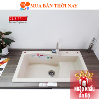 Chậu Rửa Chén CARYSIL Granite, Chậu Đơn Có Cánh SWA1-18 Màu Vàng Kem
